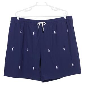 NWOT Polo Ralph Lauren Traveler Swim Trunks 4XLT Blue Pony Pockets Lined Shorts